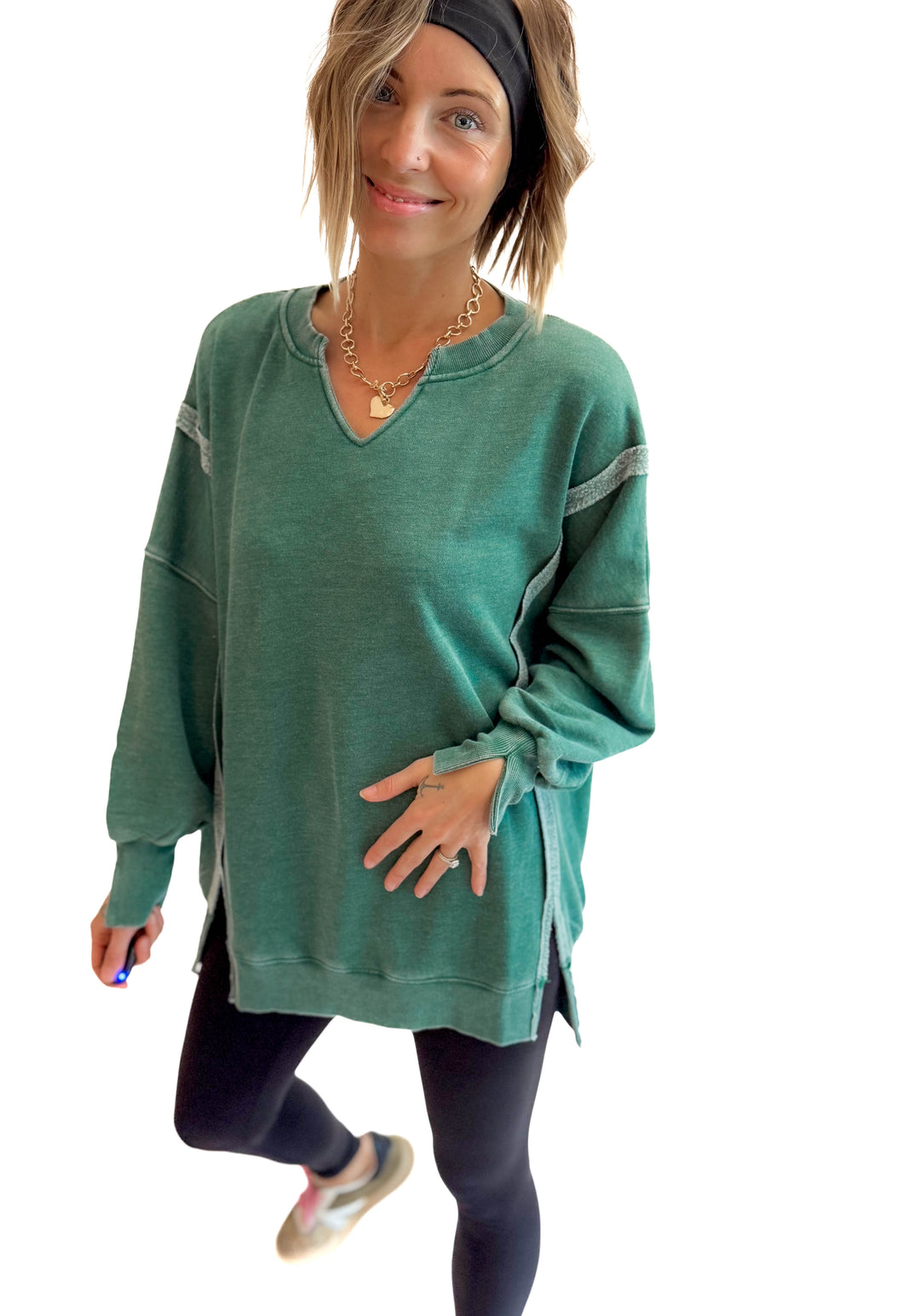 The Comfy Cut Sweatshirt- HUNTER GREEN