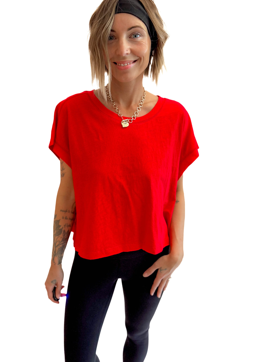 Delilah Cotton Open Back Top- RED