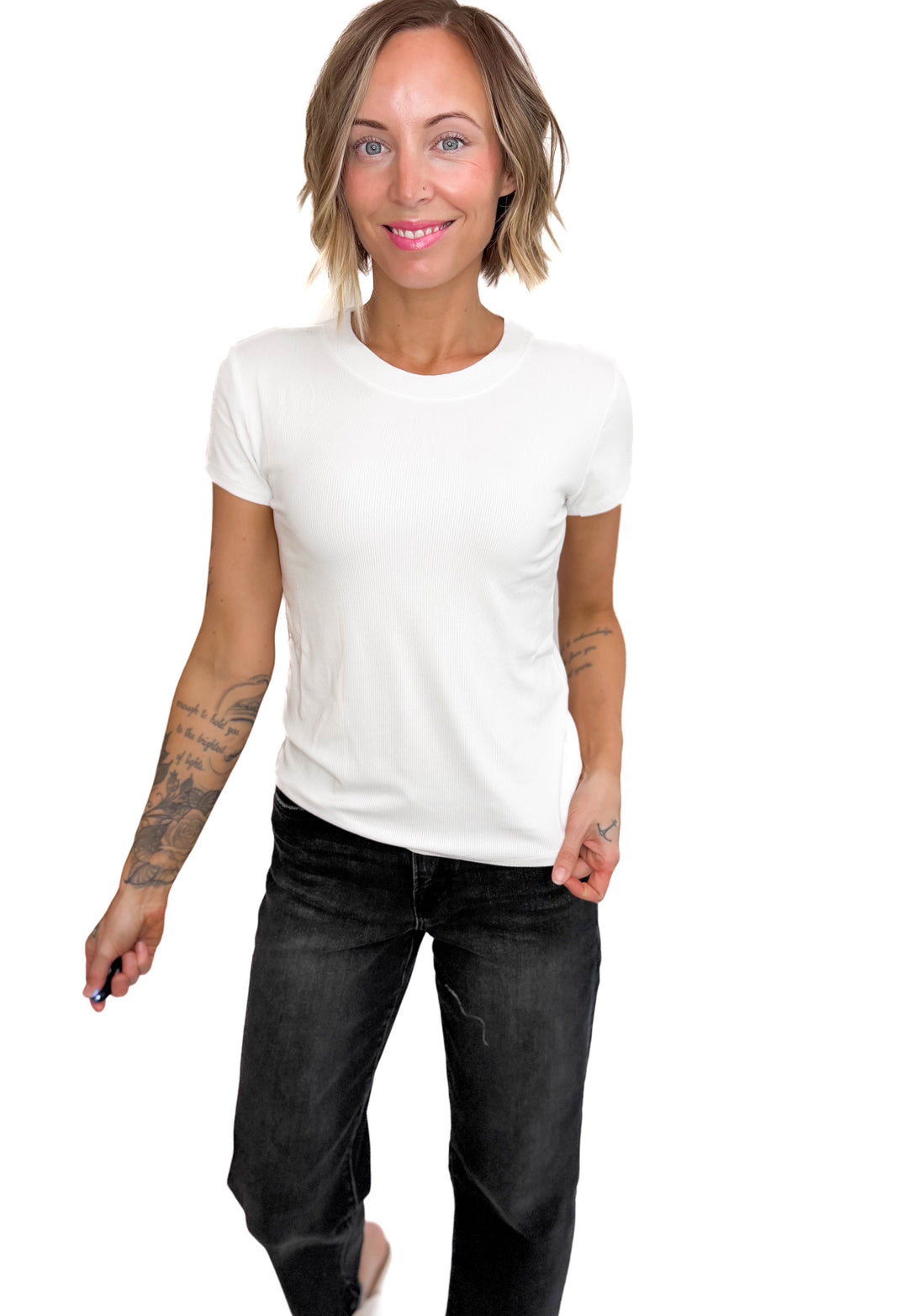 Colette Classic Ribbed T-Shirt-OFF WHITE
