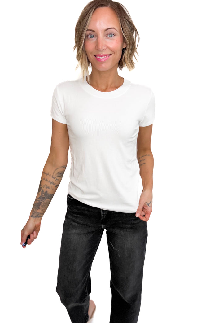 Colette Classic Ribbed T-Shirt-OFF WHITE