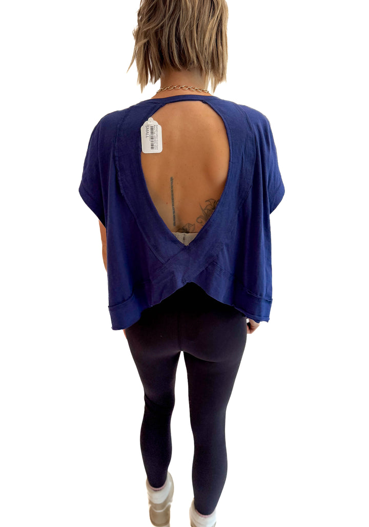 Delilah Cotton Open Back Top- ADMIRAL NAVY
