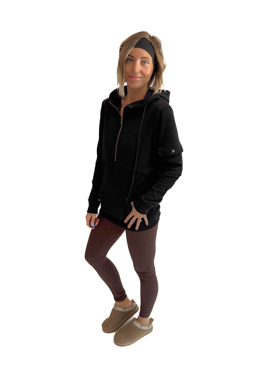 MICHELLE MAE Pixie 1/2 Zip Hoodie- BLACK-FINAL SALE *S*