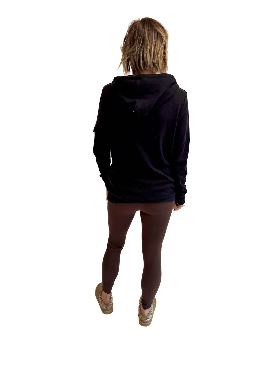 MICHELLE MAE Pixie 1/2 Zip Hoodie- BLACK-FINAL SALE *S*