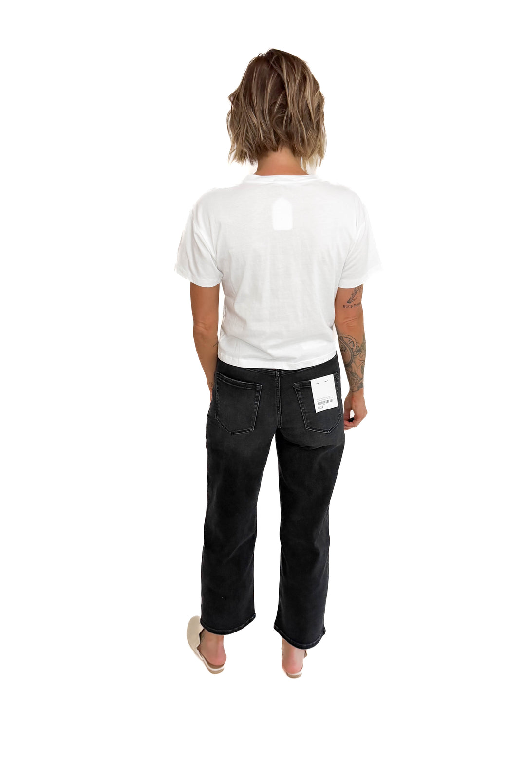 Nova Crew Neck Cropped T-Shirt- WHITE