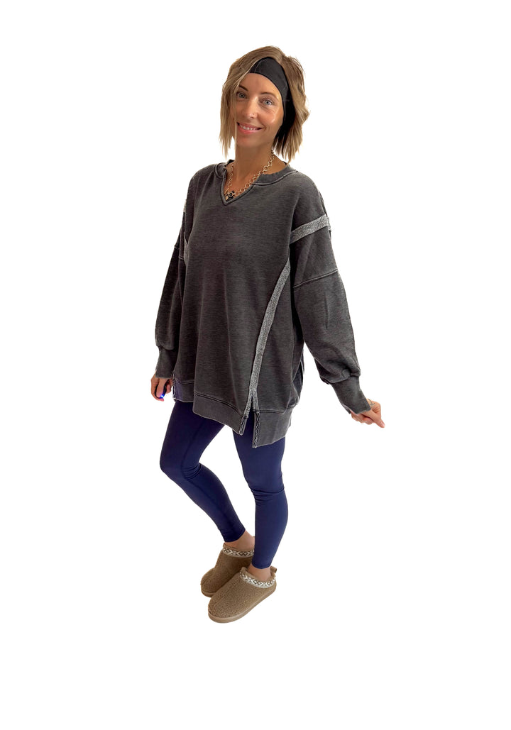 The Comfy Cut Sweatshirt- BLACK