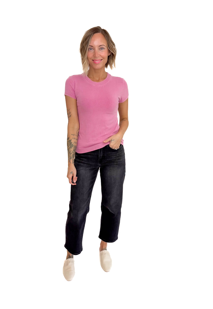 Colette Classic Ribbed T-Shirt- DAHLIA