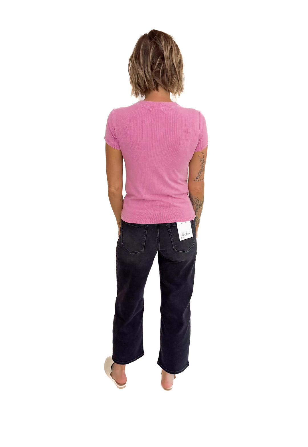 Colette Classic Ribbed T-Shirt- DAHLIA