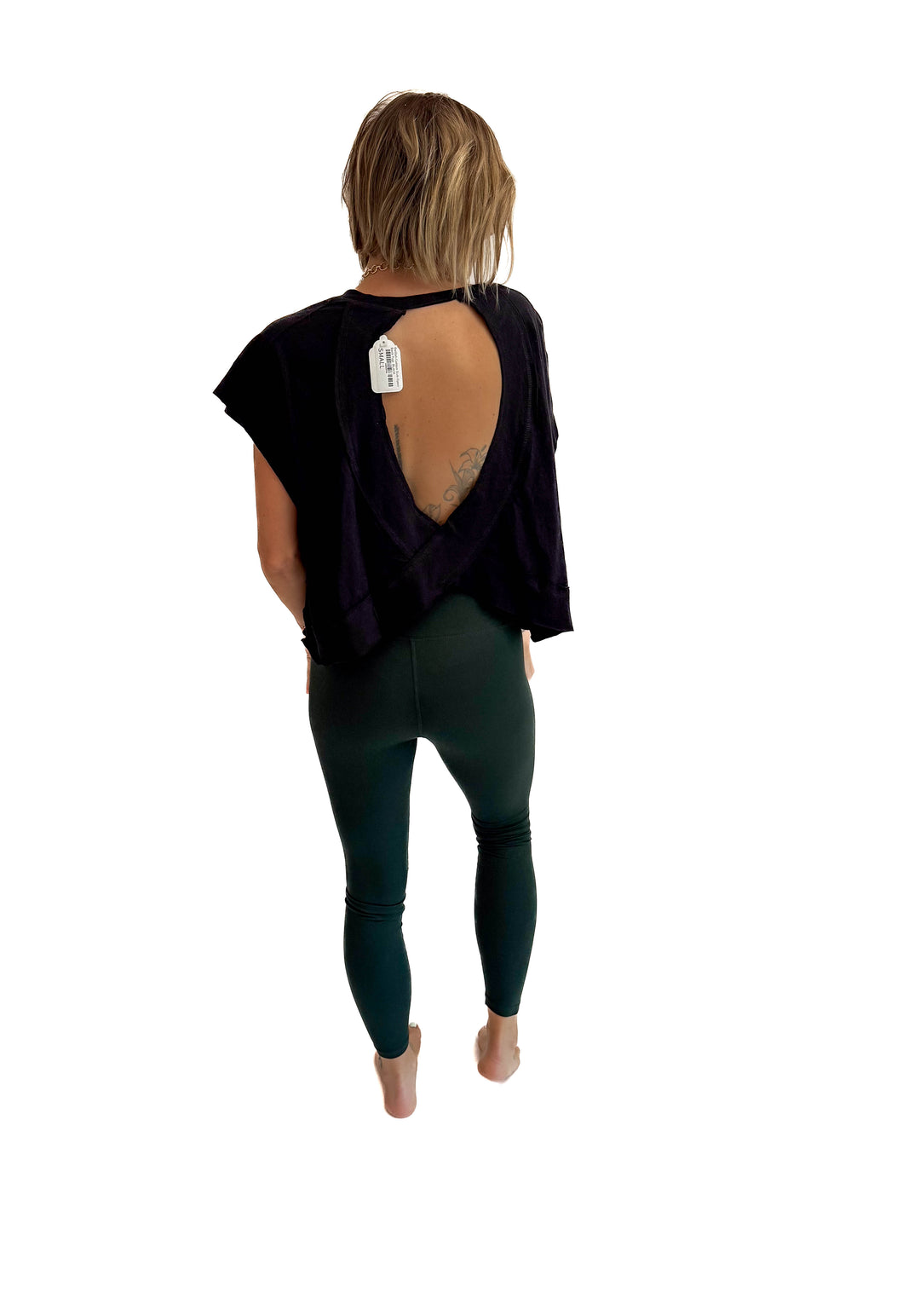 Delilah Cotton Open Back Top- BLACK