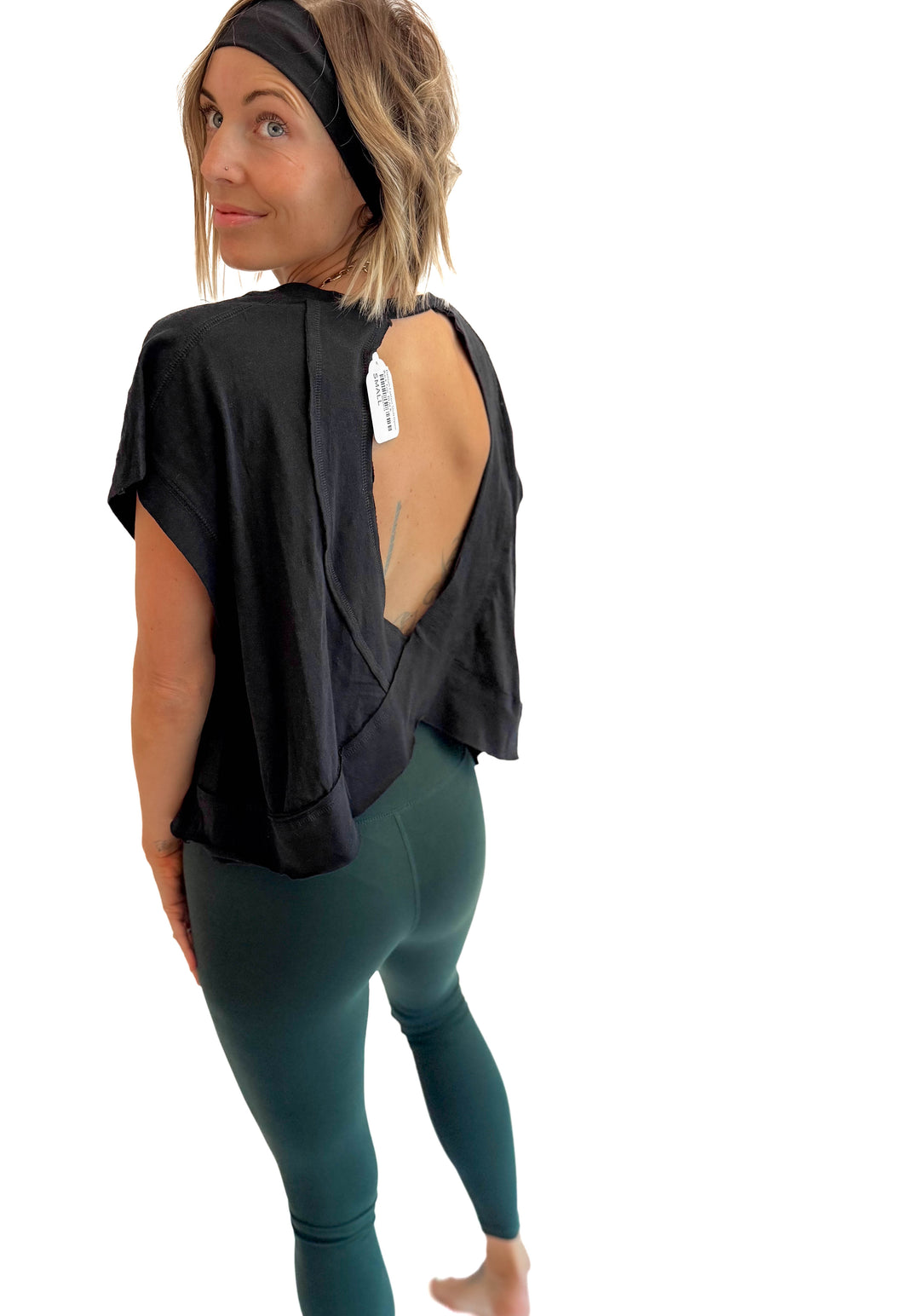 Delilah Cotton Open Back Top- BLACK