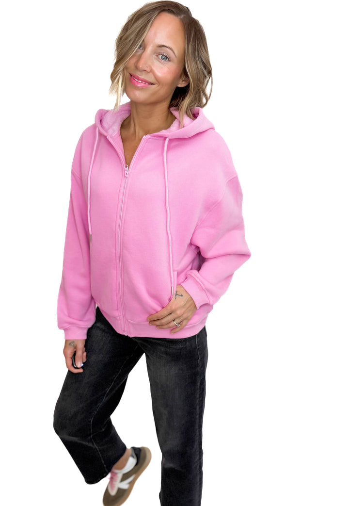 Baillie Premium Cloud Fleece Zip Hoodie- PINK