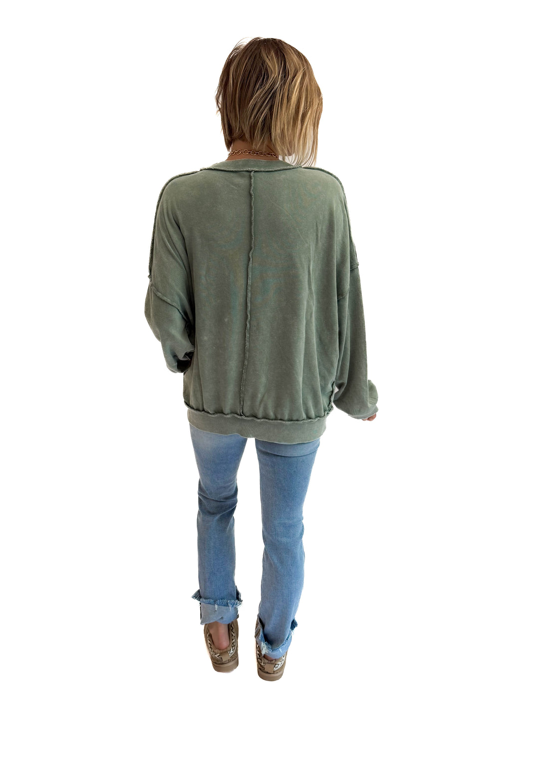 Forage Washed Pocket Pullover- JUNIPER GREEN