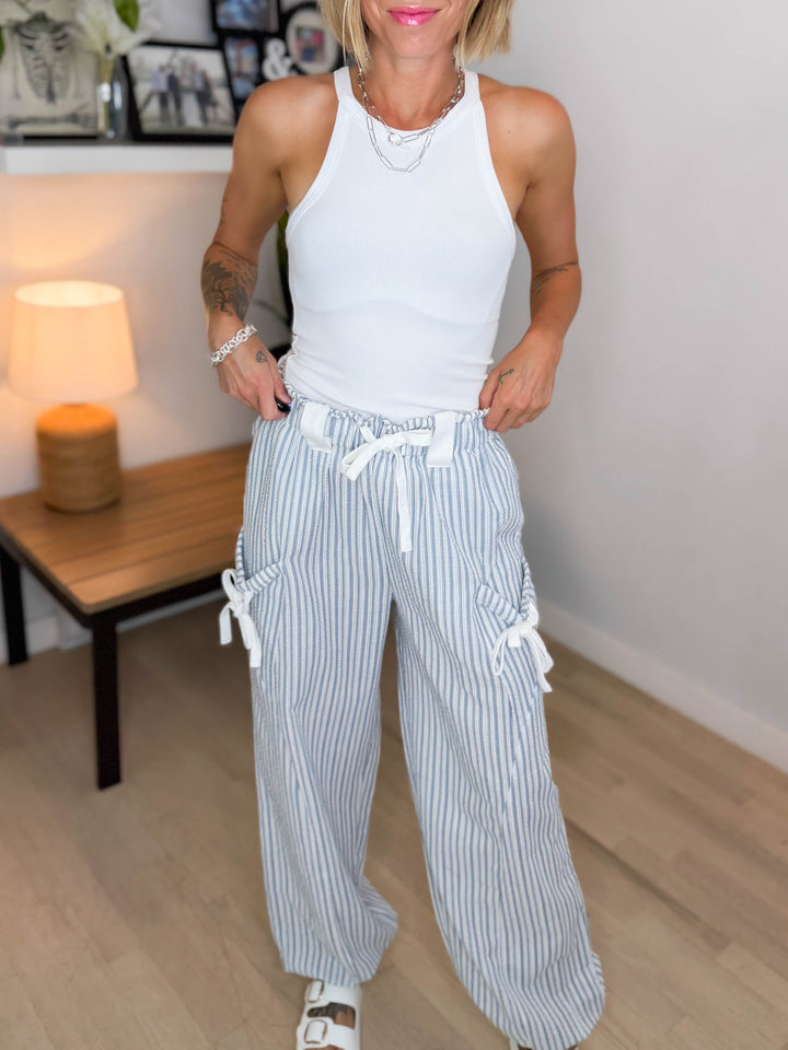 Rosaline Gauze Harem Pant- WHITE/DENIM