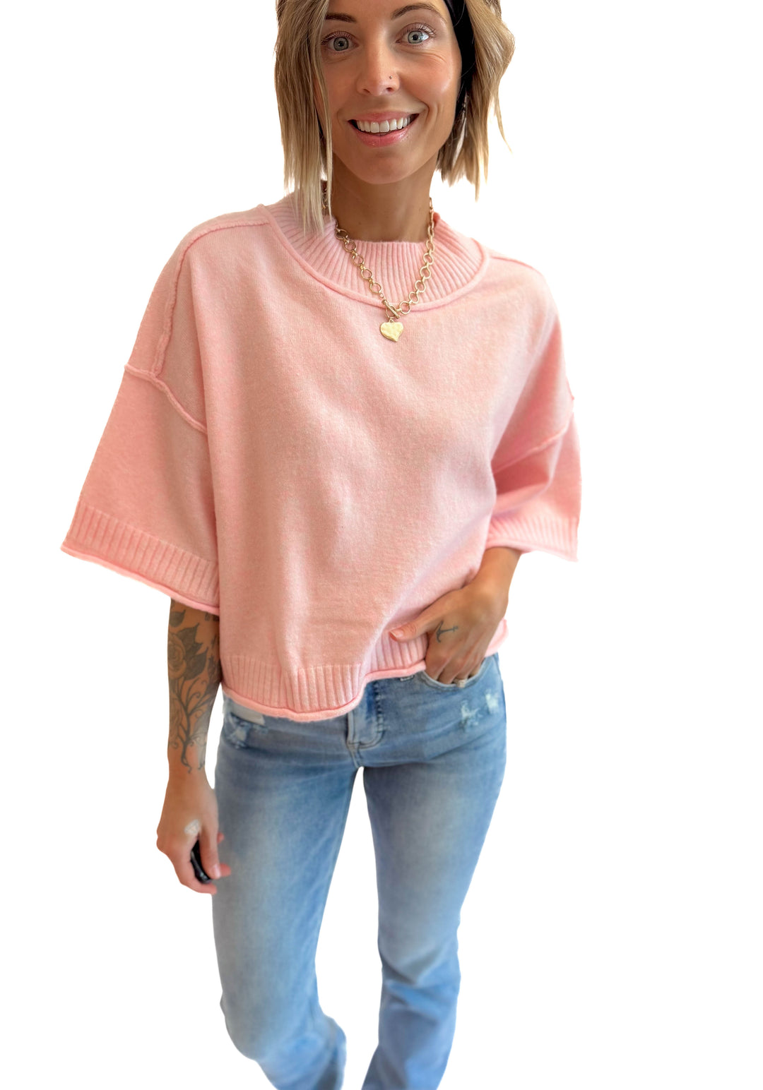 Emily Sweater Top- PINK BLOSSOM