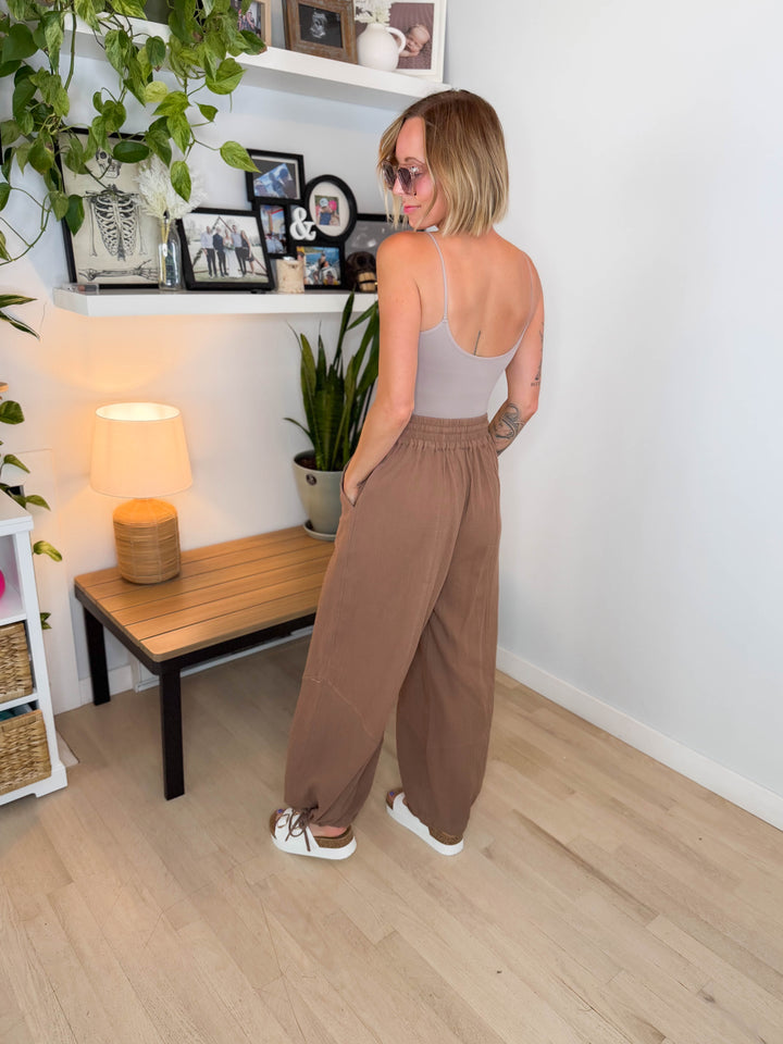 Goldie Cotton Gauze Harem Jogger- LATTE