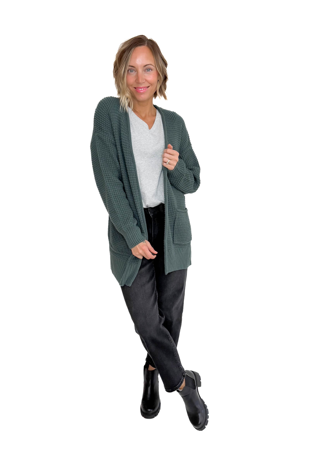 Marley Waffle Cardigan- ASH JADE