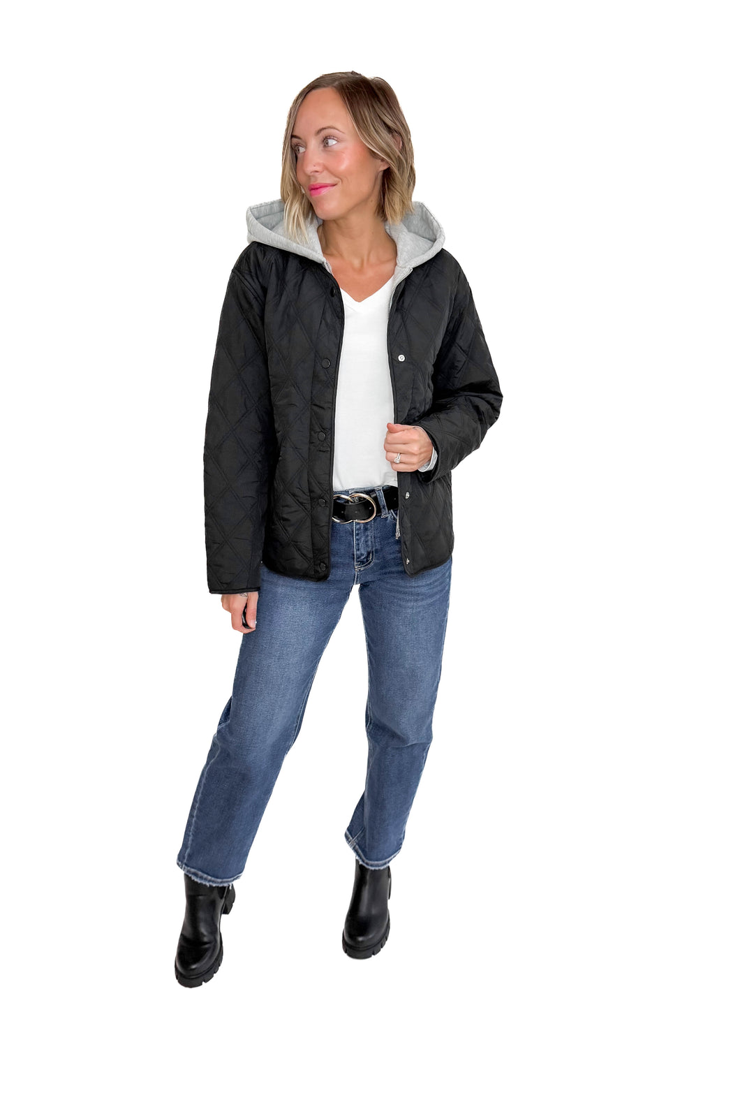 Only Risso Quilted Hoodie Jacket- BLACK