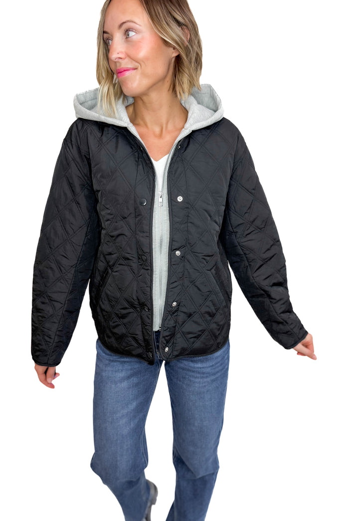 Only Risso Quilted Hoodie Jacket- BLACK