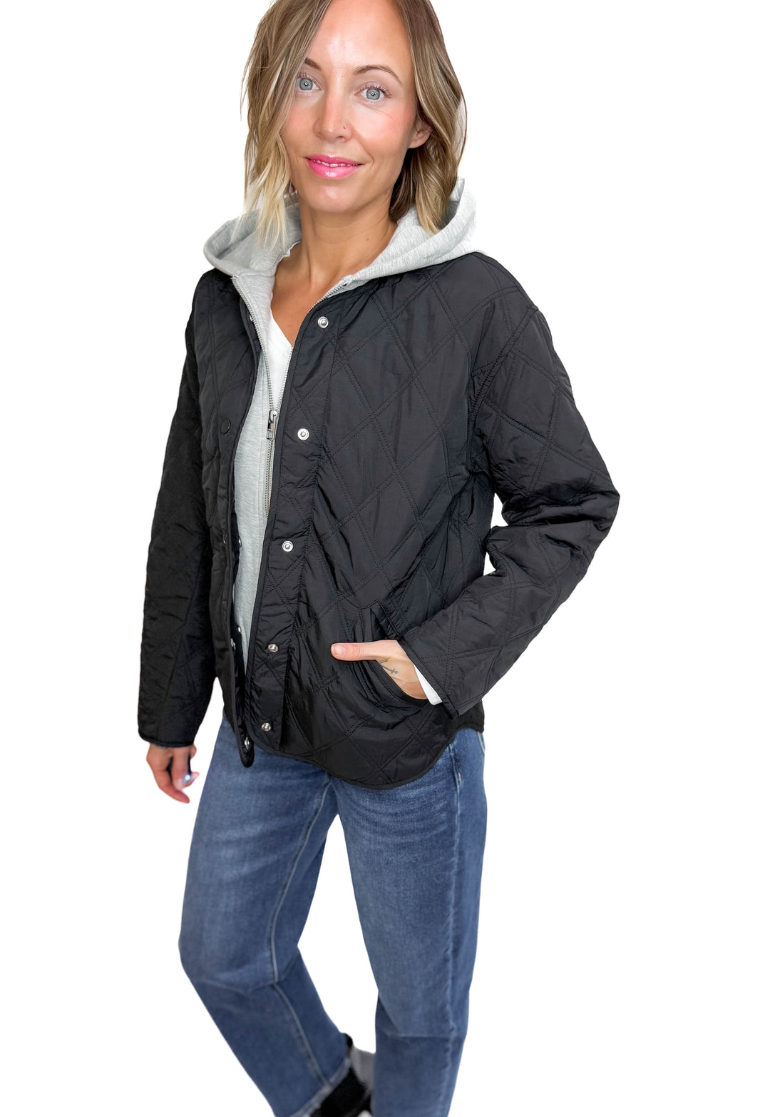 Only Risso Quilted Hoodie Jacket- BLACK