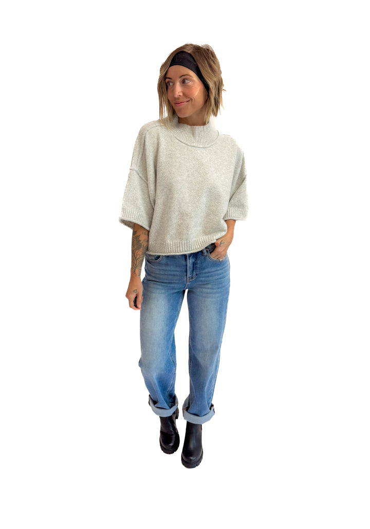 Emily Sweater Top- HEATHER GREY