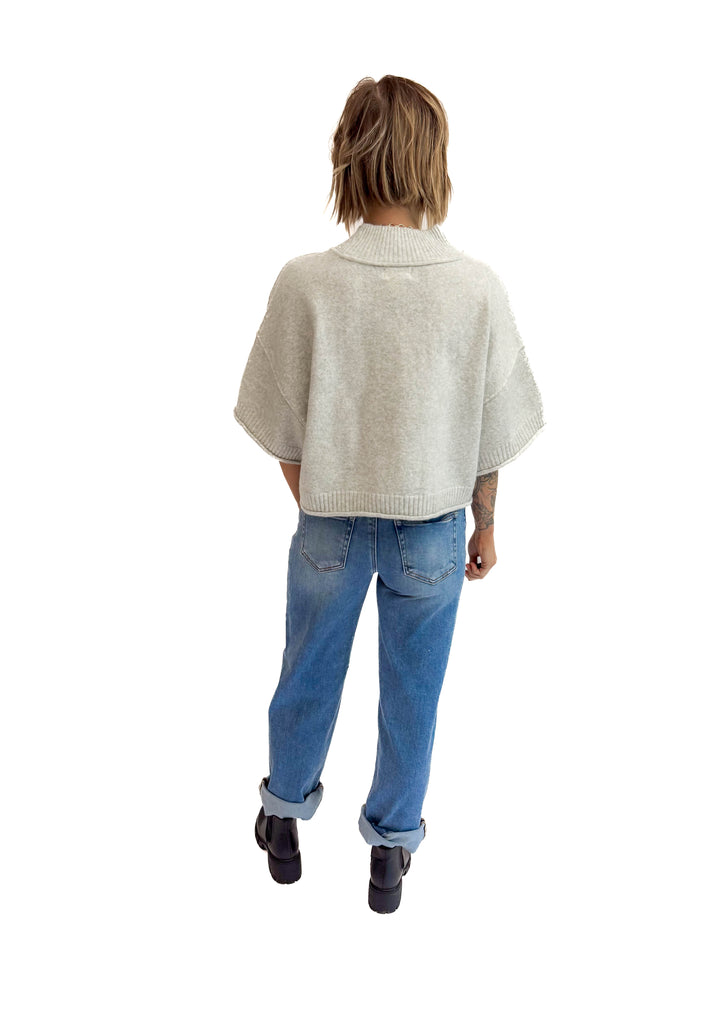 Emily Sweater Top- HEATHER GREY