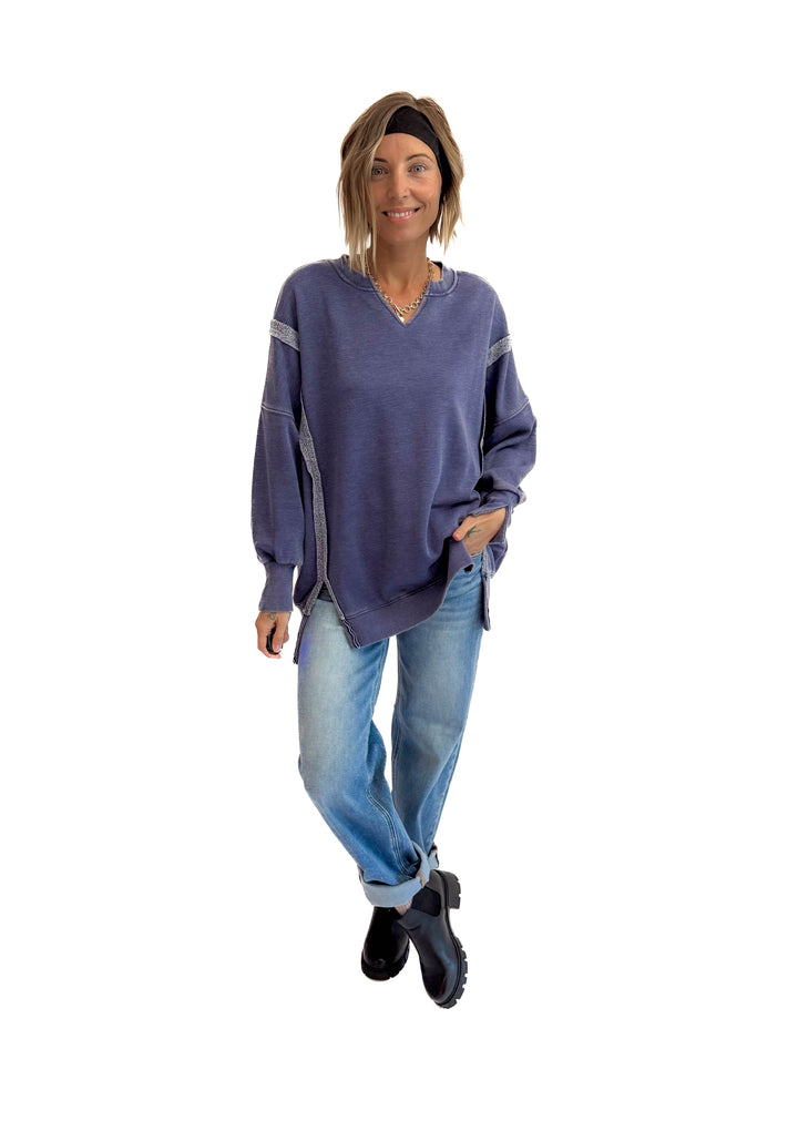 The Comfy Cut Sweatshirt- BLUE