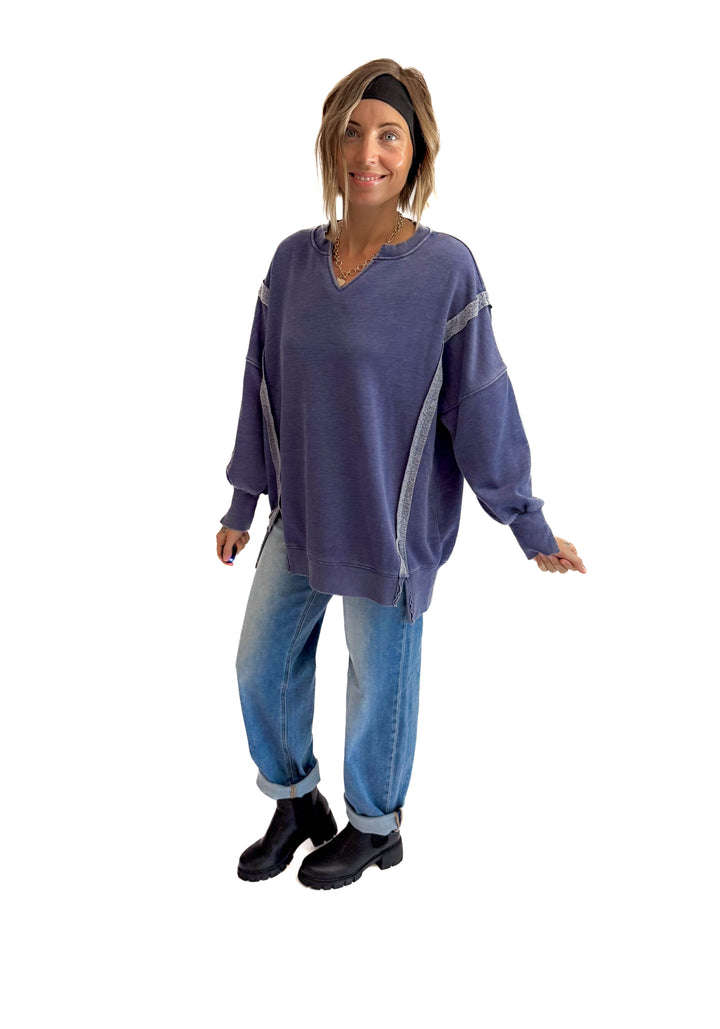 The Comfy Cut Sweatshirt- BLUE
