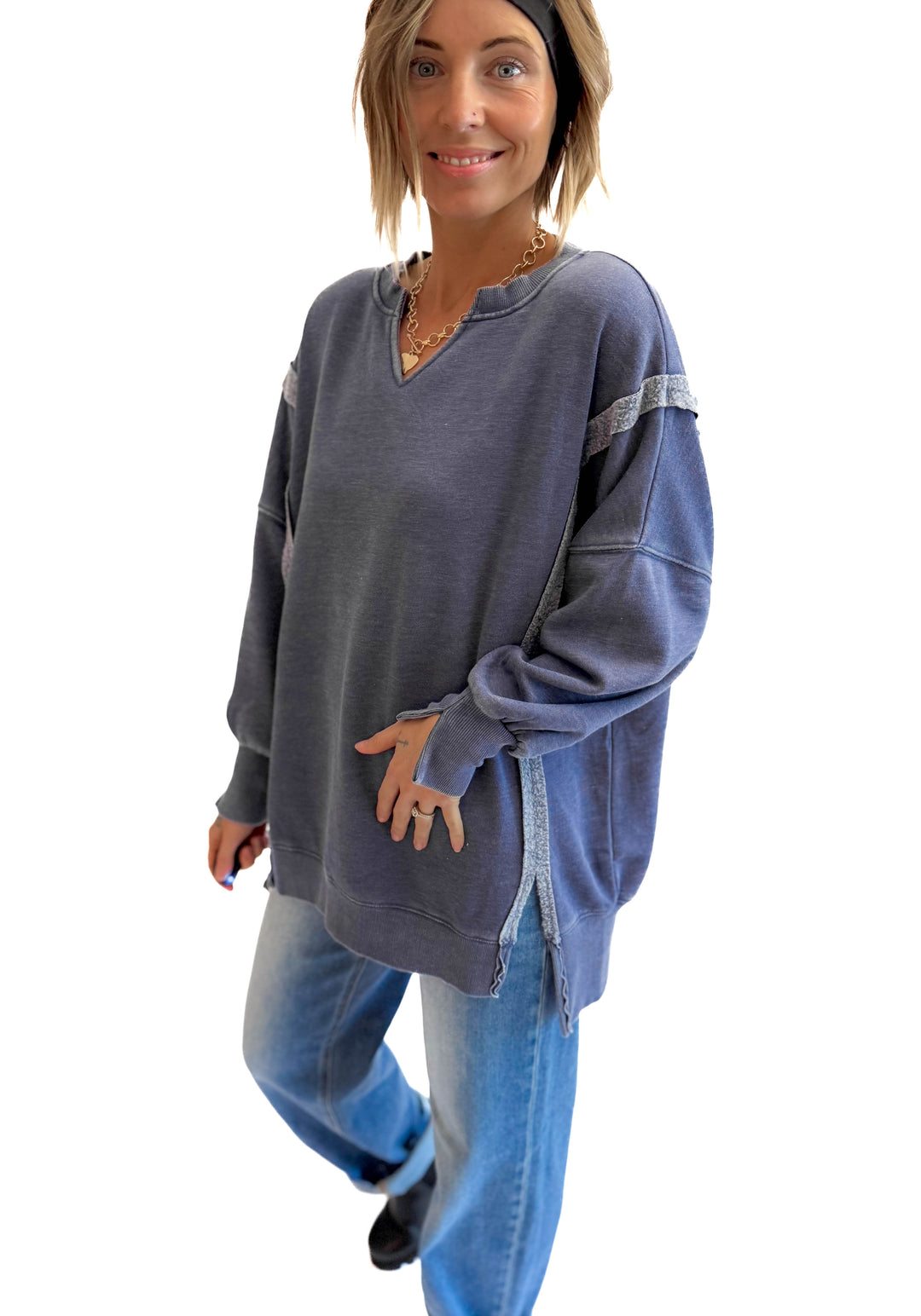 The Comfy Cut Sweatshirt- BLUE