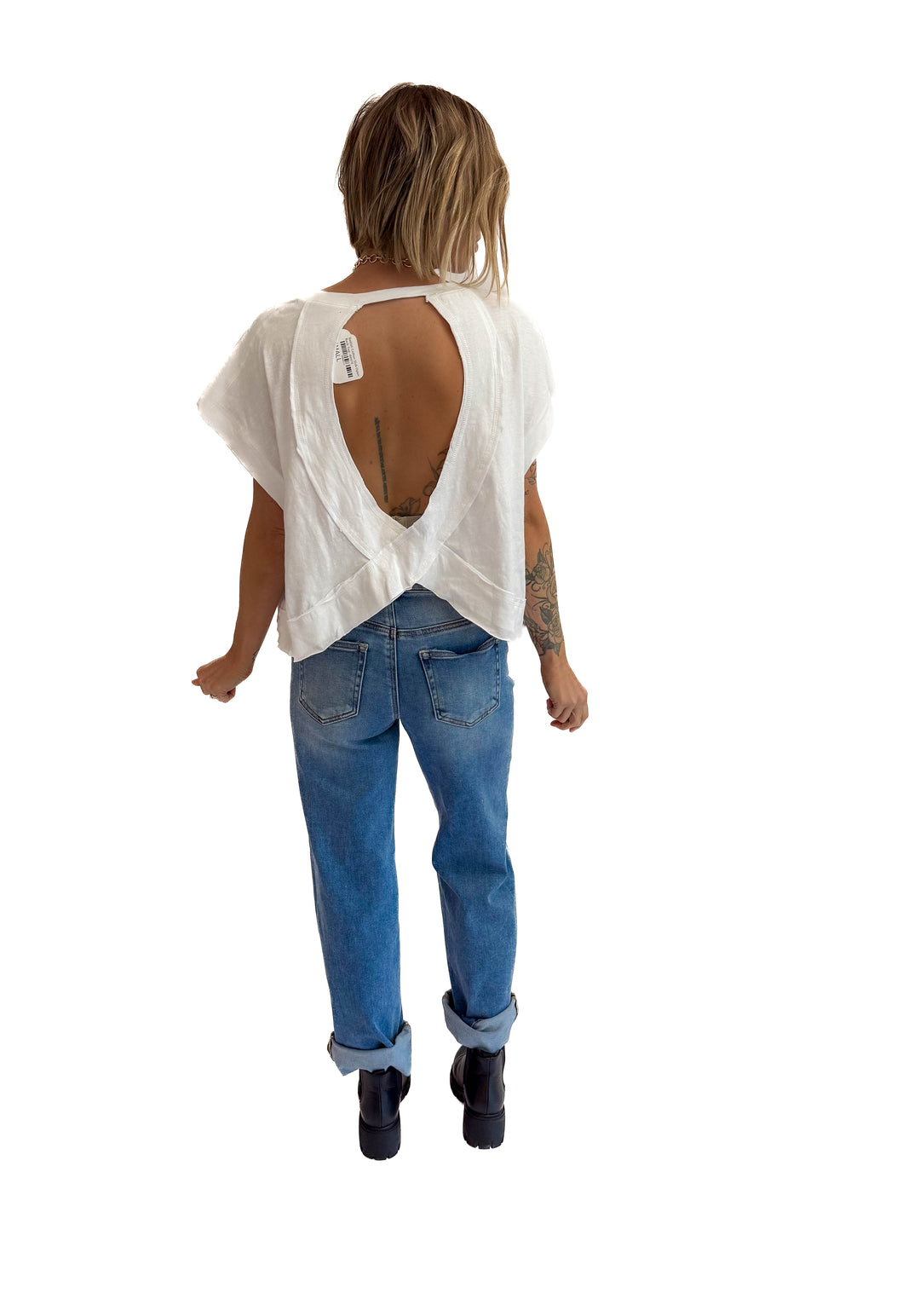 Delilah Cotton Open Back Top- WHITE