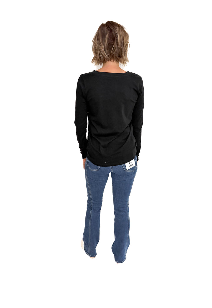 Sharon Stretch Cotton Long Sleeve- BLACK