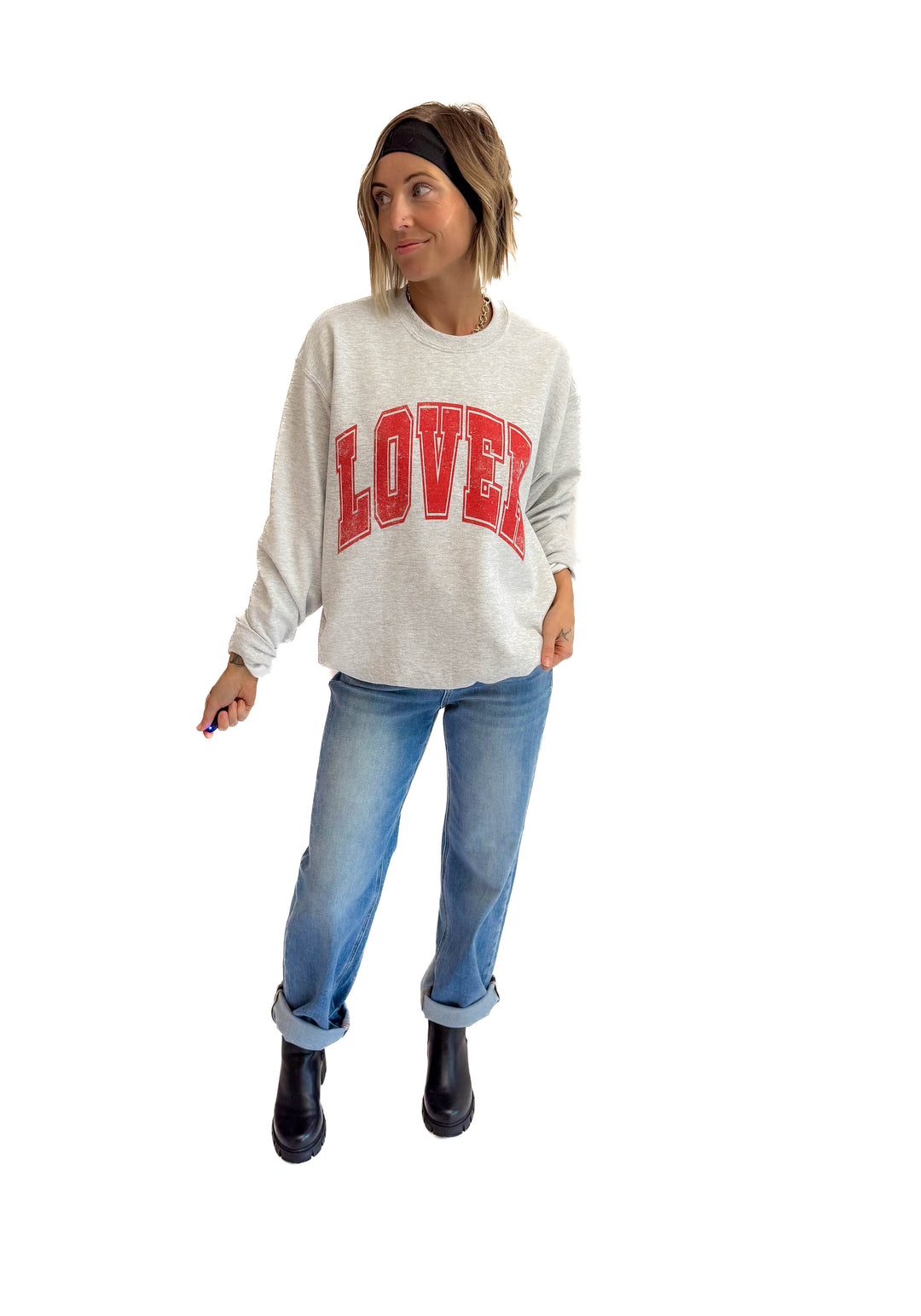 Lover Graphic Crewneck- ASH