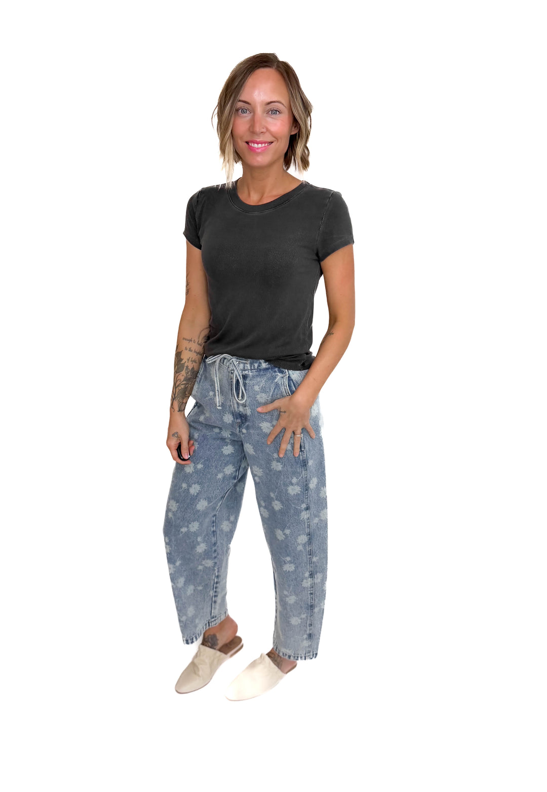 Colette Classic Ribbed T-Shirt- CHARCOAL