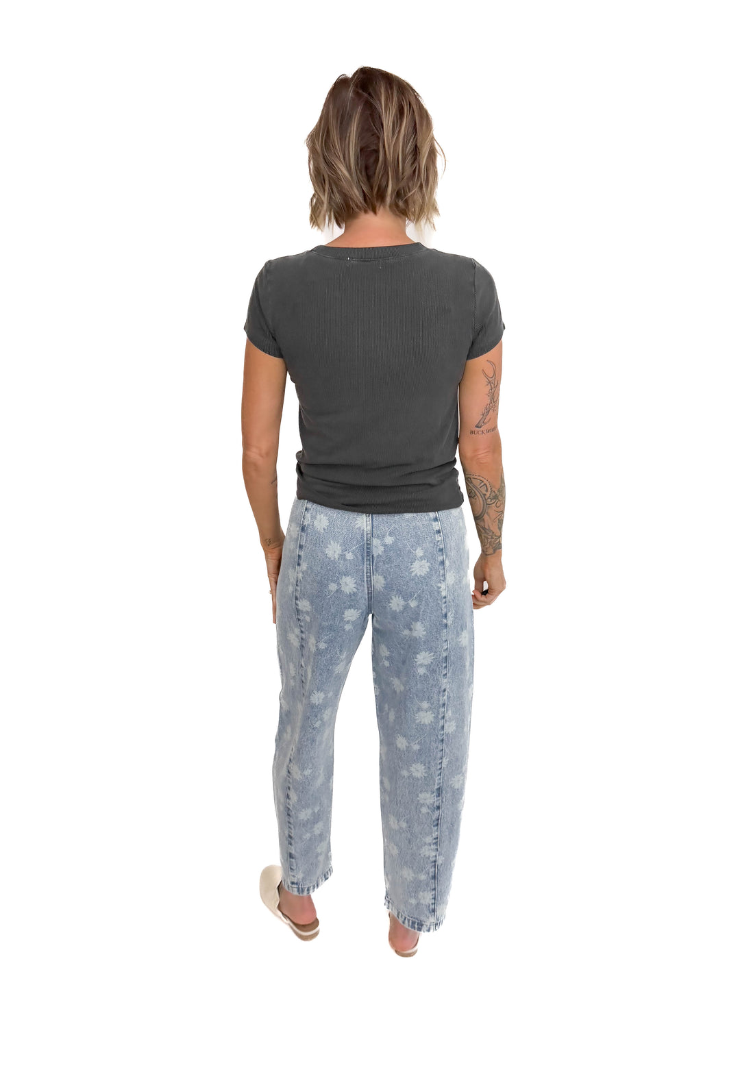 Colette Classic Ribbed T-Shirt- CHARCOAL