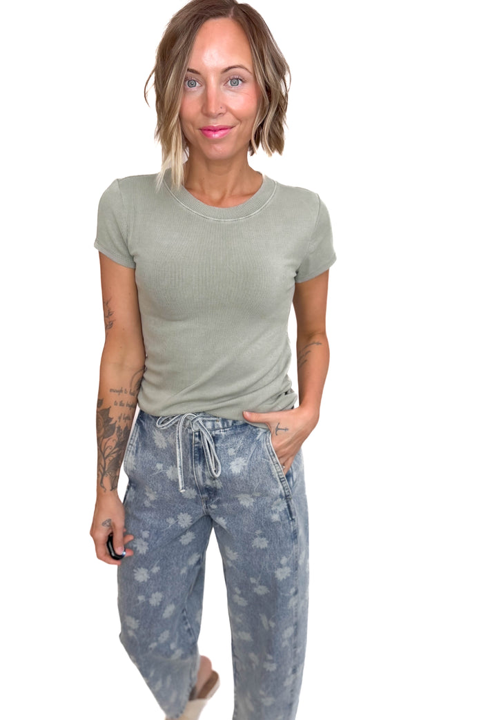 Colette Classic Ribbed T-Shirt-SOFT SAGE