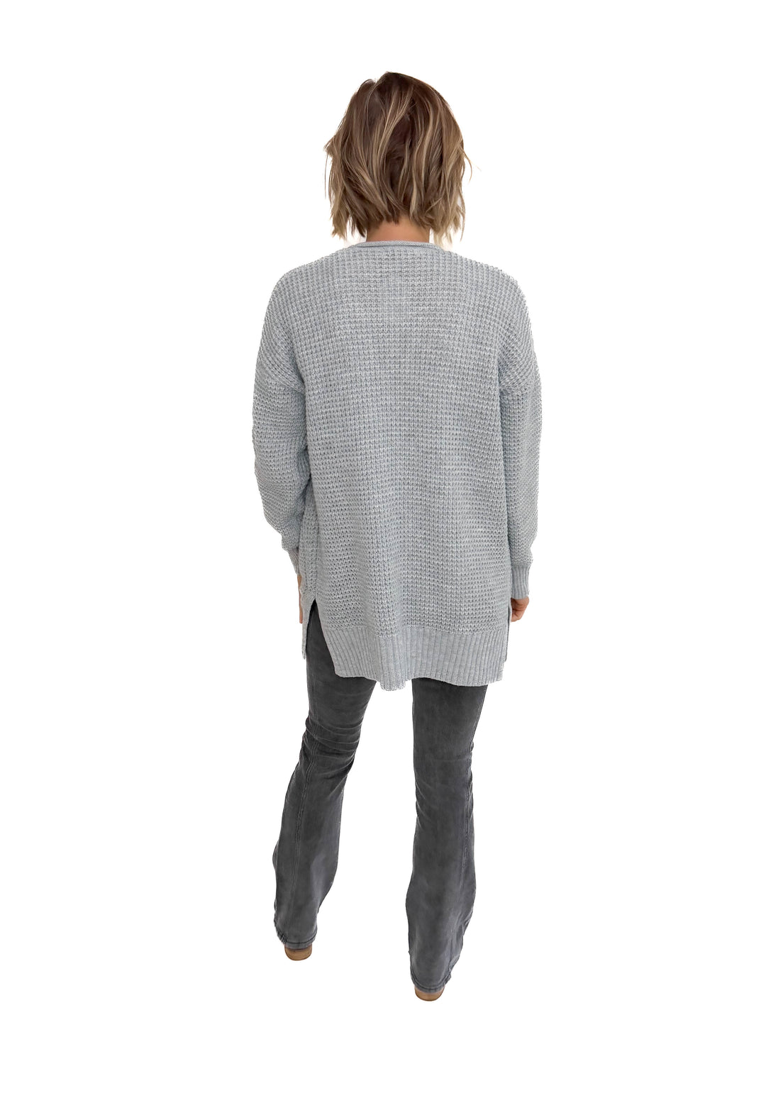Marley Waffle Cardigan- HEATHER GREY
