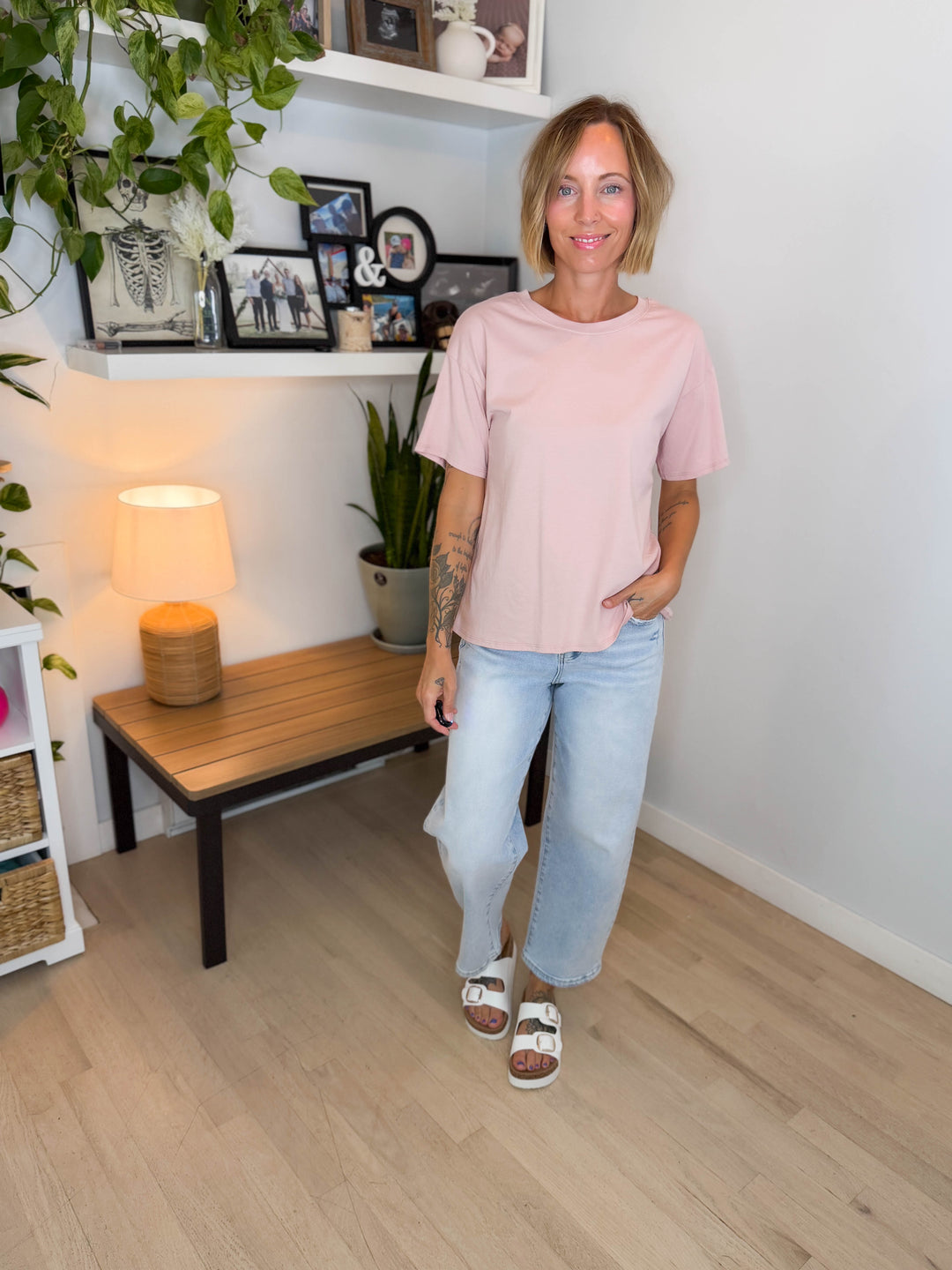 Prairie Sky Oversized Cotton T-Shirt- DUSTY PINK