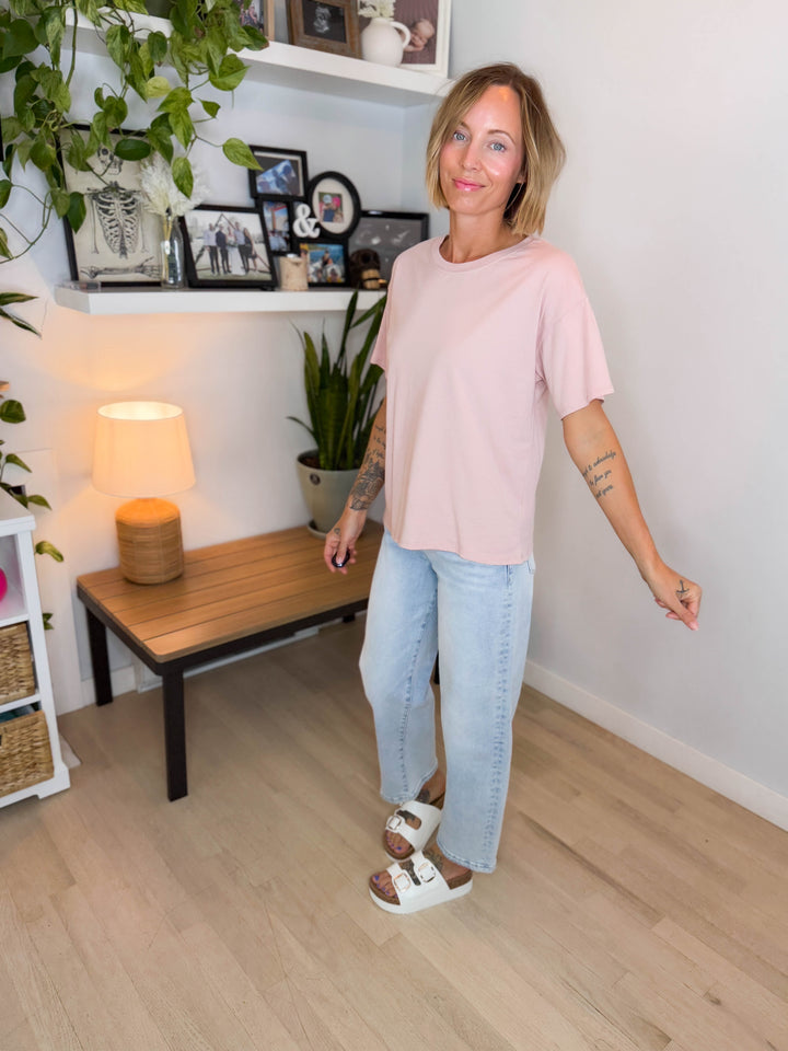 Prairie Sky Oversized Cotton T-Shirt- DUSTY PINK