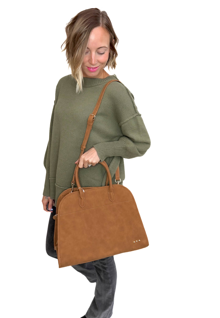 Nirvana Nubuck Tote- CAMEL