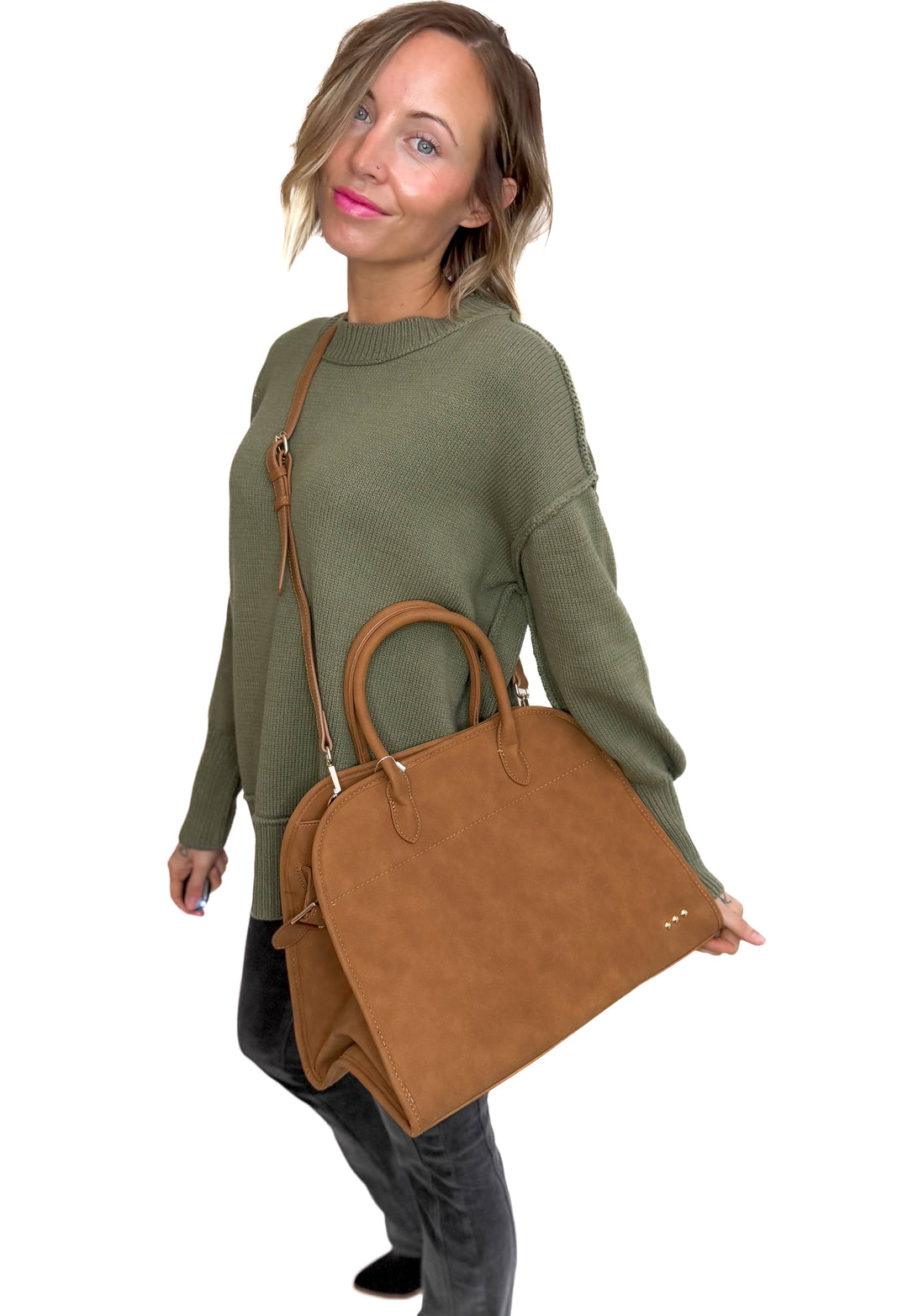 Nirvana Nubuck Tote- CAMEL