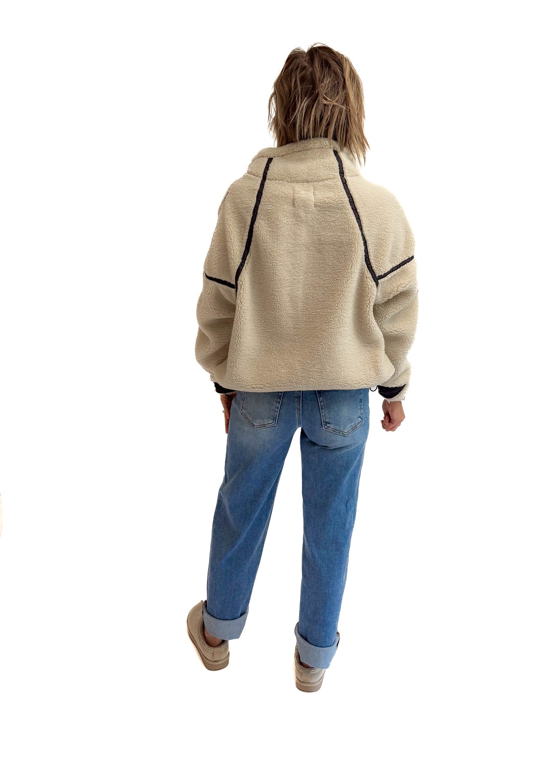 Marlow Fleece 1/2 Zip Pullover- OATMEAL/BLACK