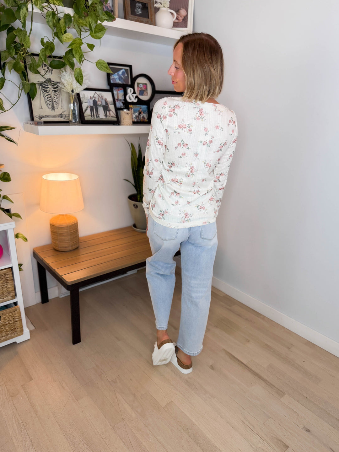 Tropez FloraL Henley- DUSTY ROSE