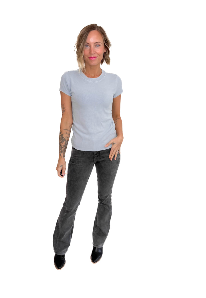 Colette Classic Ribbed T-Shirt- ICE BLUE