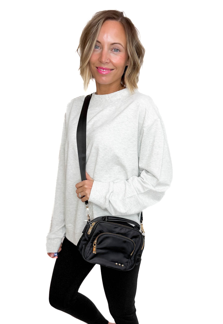 Nisha Nylon Crossbody Bag- BLACK