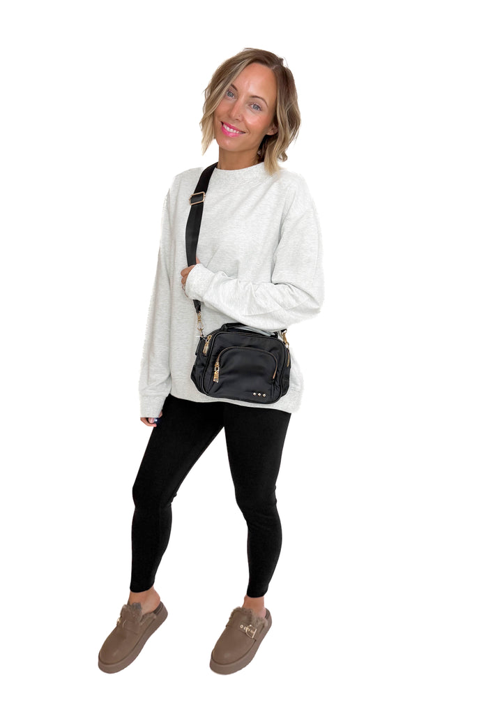 Nisha Nylon Crossbody Bag- BLACK