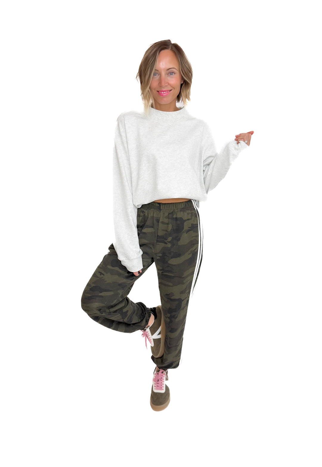 Viper Side Lines Camo Track Pants- CAMO/WHITE