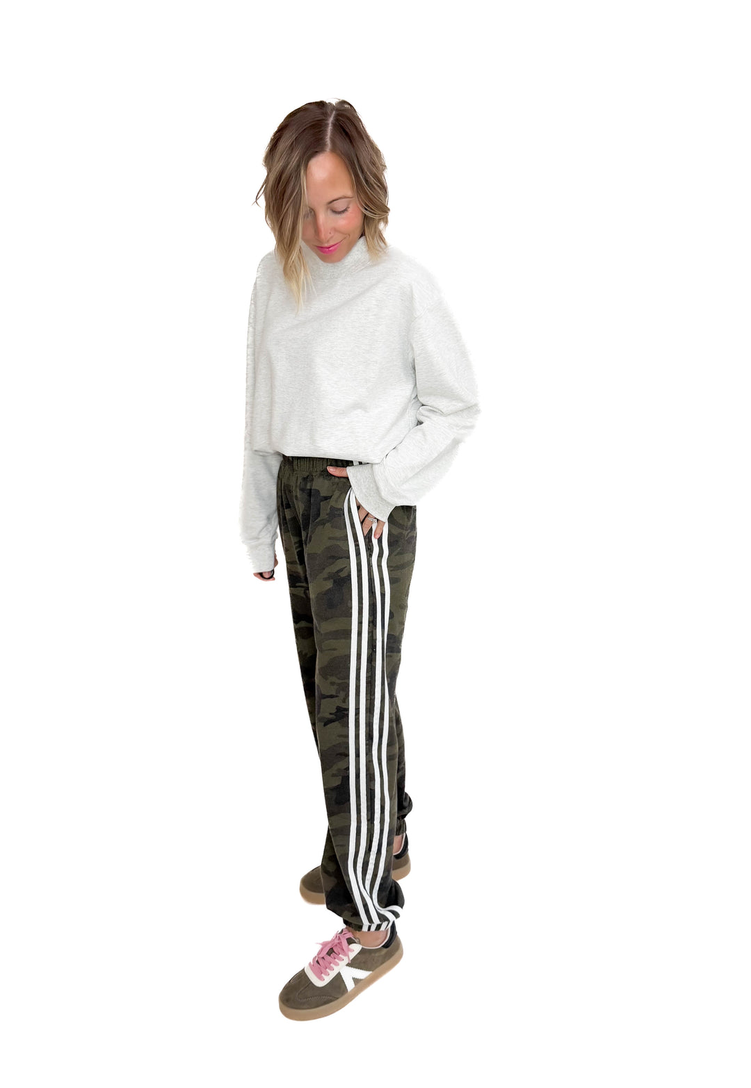 Viper Side Lines Camo Track Pants- CAMO/WHITE