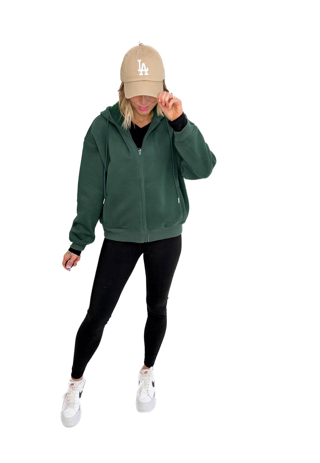 Baillie Premium Cloud Fleece Zip Hoodie- DARK GREEN