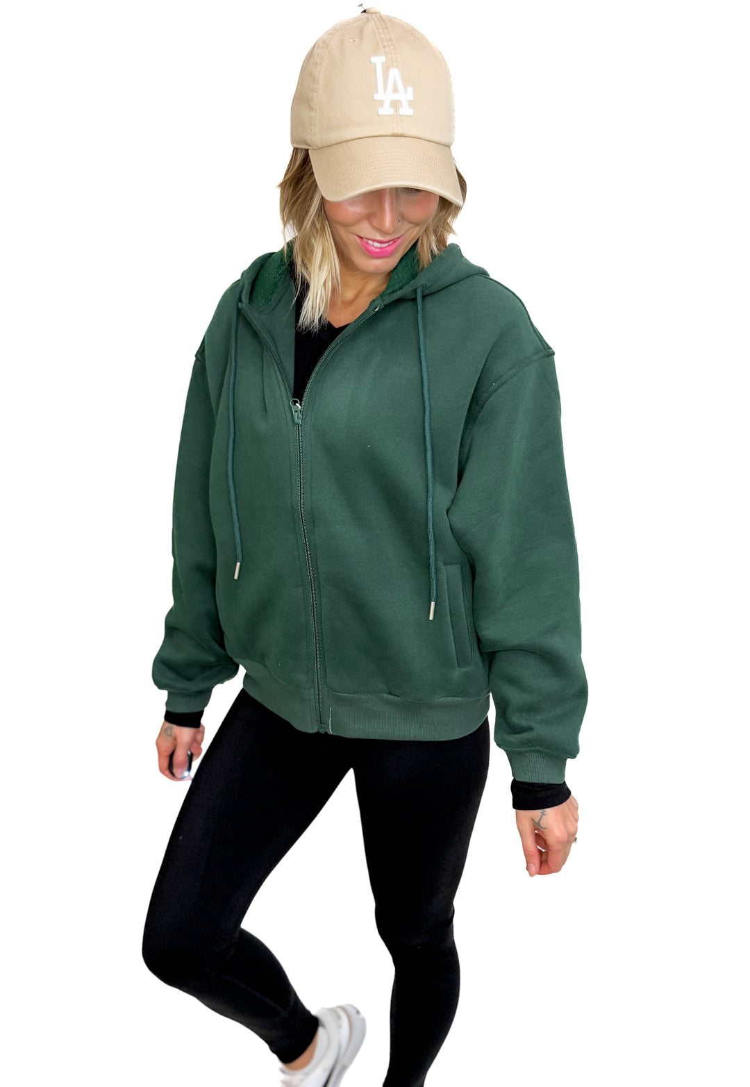 Baillie Premium Cloud Fleece Zip Hoodie- DARK GREEN