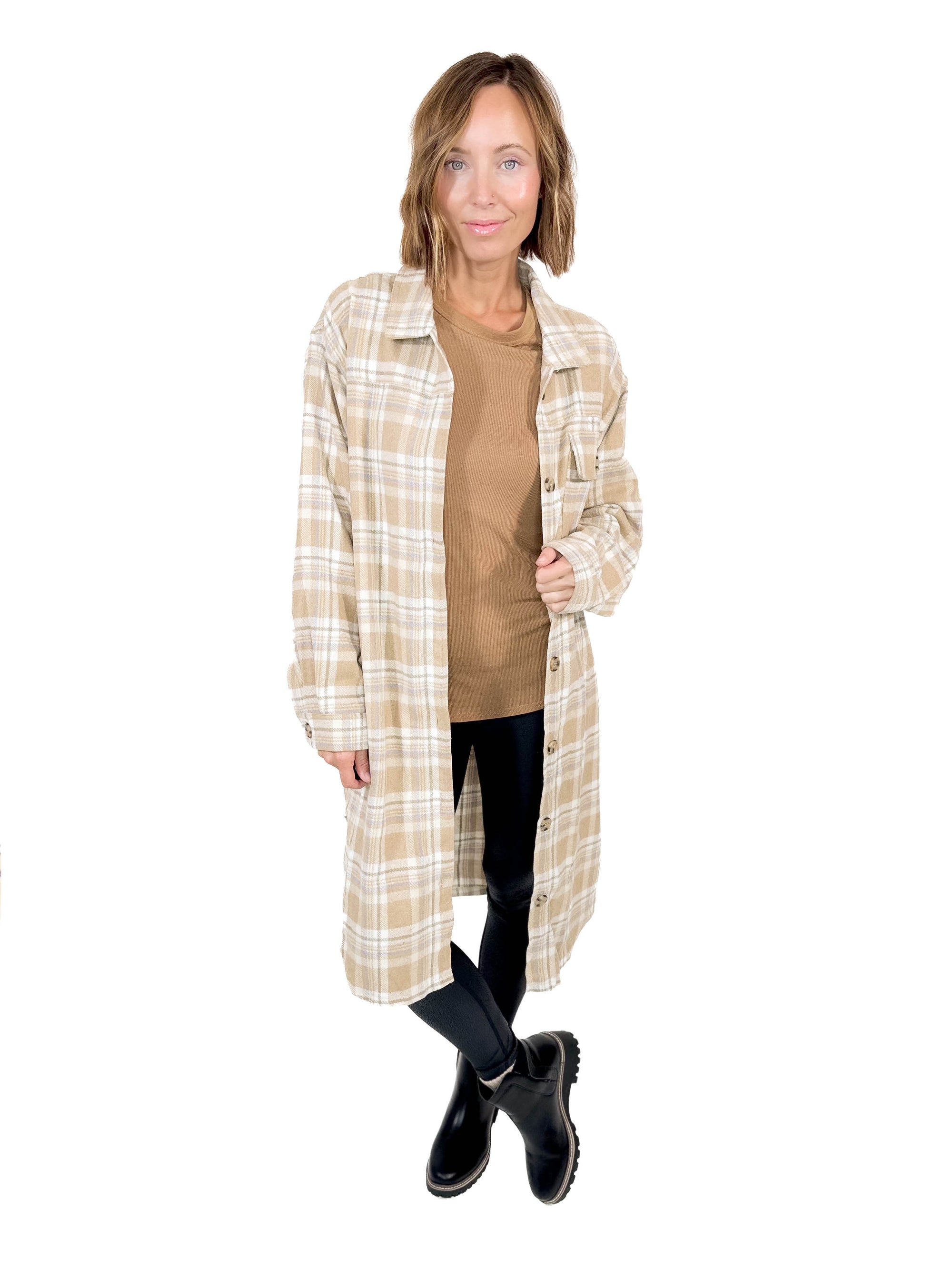 Hayden Plaid Shacket- MOCHA COMBO-FINAL SALE