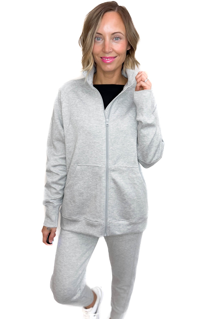Christie Soft Scuba Full Zip- HEATHER GREY