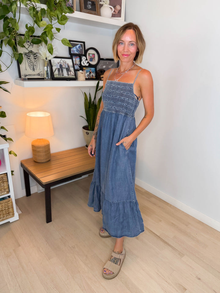 Coco Bay Tencel Smocked Midi Dress